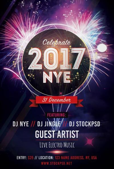 New Years Eve 2017 Party Free Flyer Template