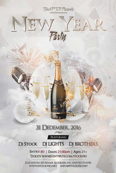 New Years 2017 Party Free Flyer Template