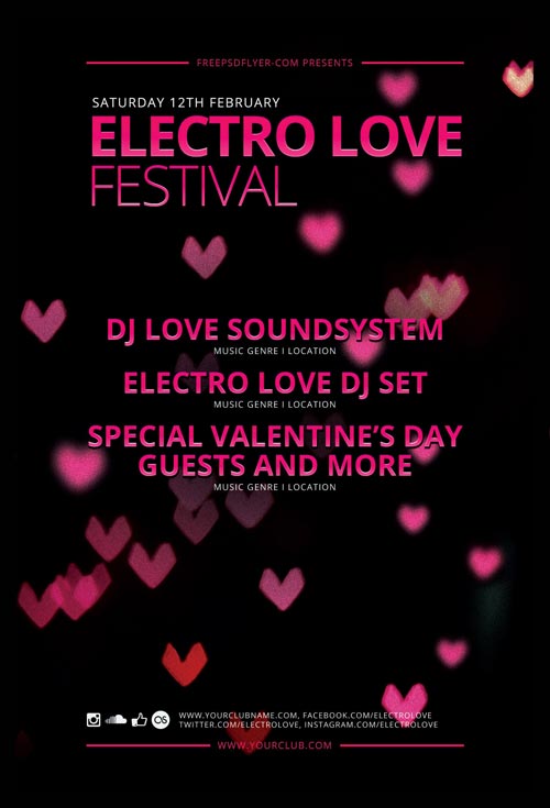Free Electro Love Festival Flyer Template