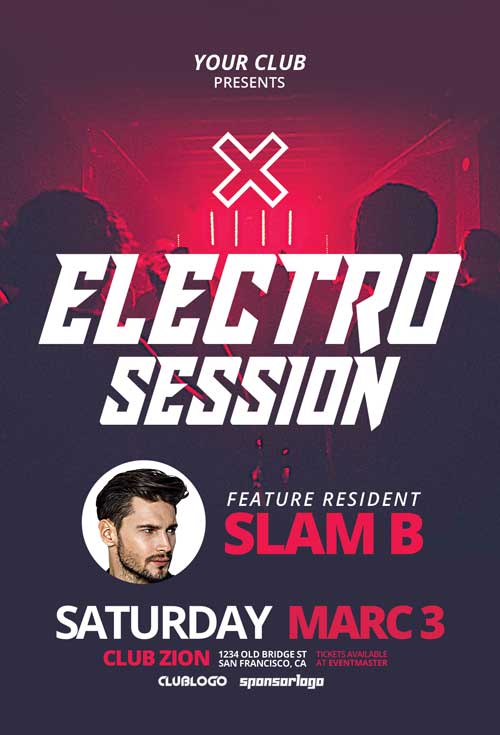 Free Electro Club Flyer Template