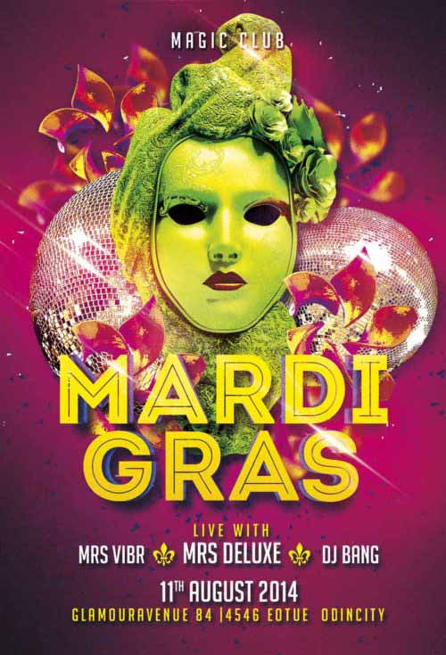 Free Mardi Gras Club Flyer Template