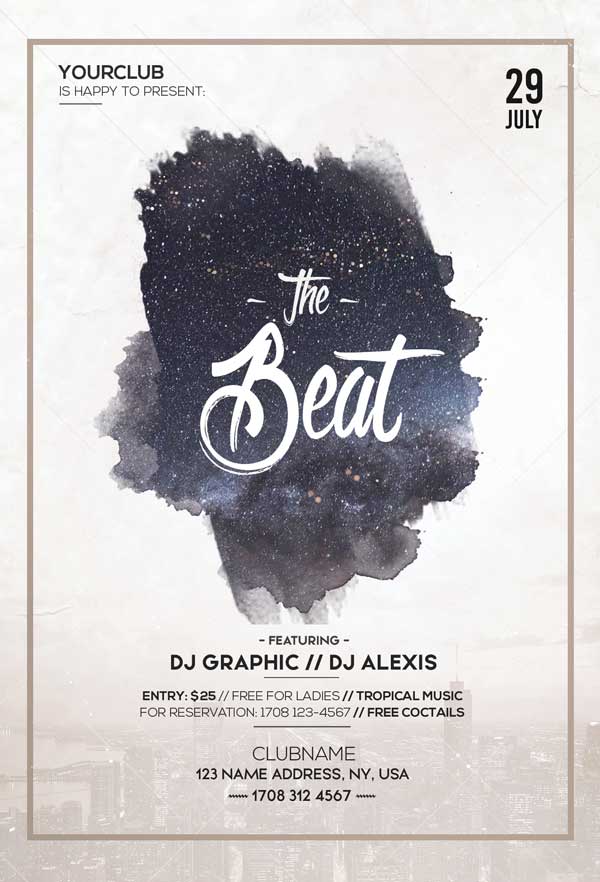 Free Night Beat Party Flyer Template