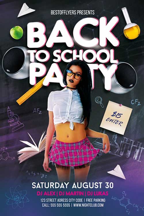 Free Back To School Party Flyer Template