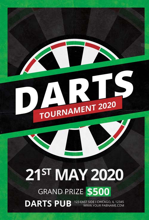 Free Darts Tournament Event Flyer Template