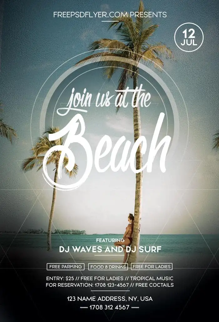 Beach Party Free Flyer Template