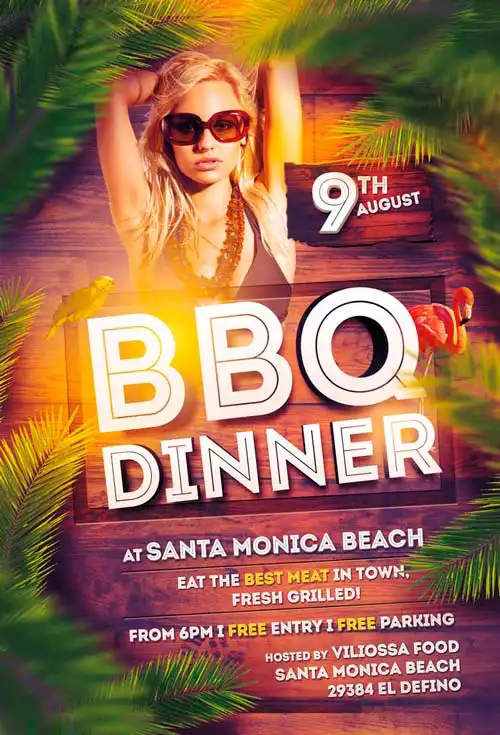 Free Barbecue Dinner Party Flyer Template