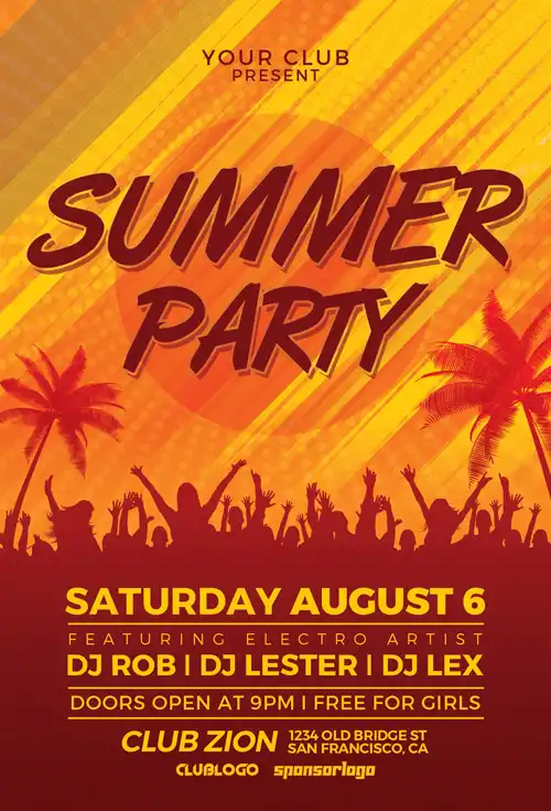 Free Beach Summer Party Flyer Template