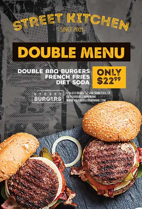 Free Burger Kitchen Flyer Template