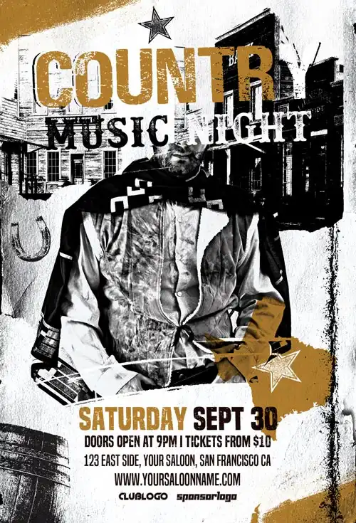 Free Country Music Night Flyer Template