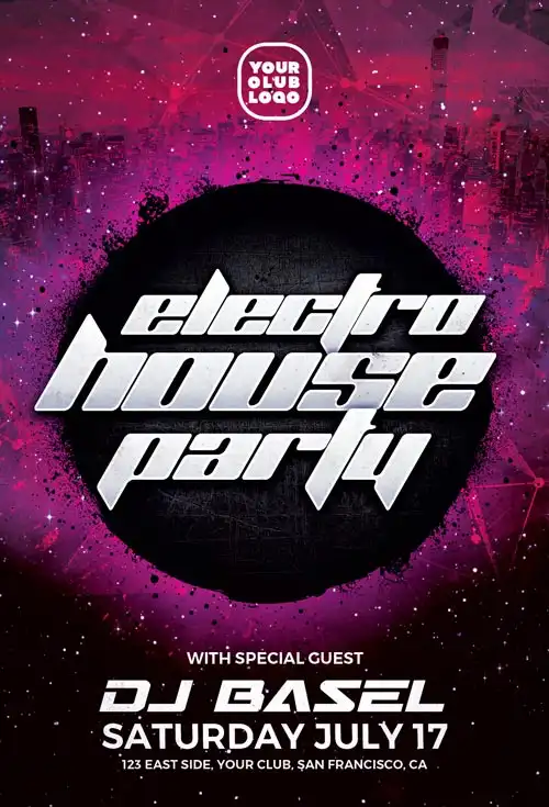 Free Electro House Party Flyer Template