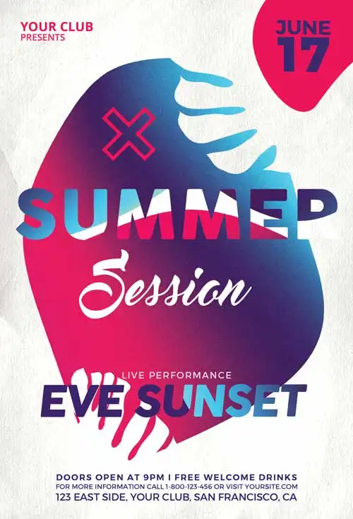 Free Electro Summer Sessions Flyer Template