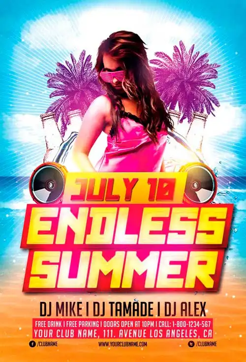 Free Endless Summer Party Flyer Template