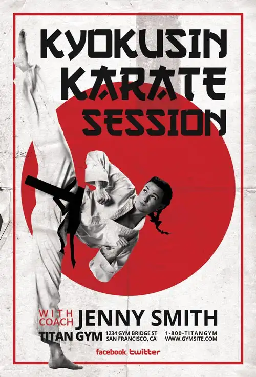 Free Karate Sessions Flyer Template