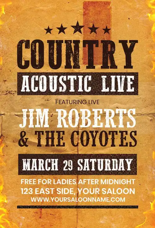 Free Live Country Music Flyer Template