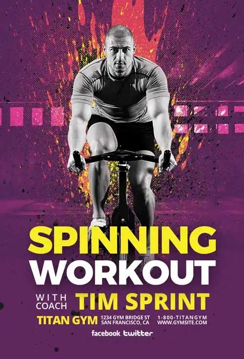 Free Spinning Workout Gym Flyer Template
