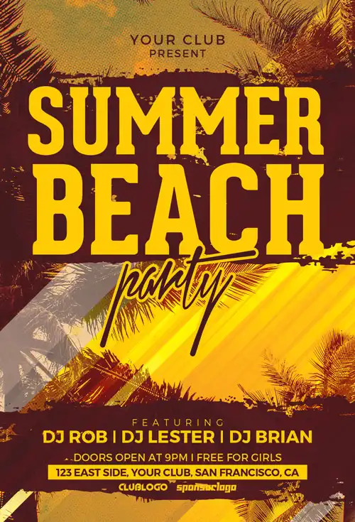 Free Summer Beach Party Flyer Template