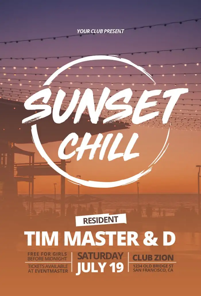 Free Sunset Chill Party Flyer Template