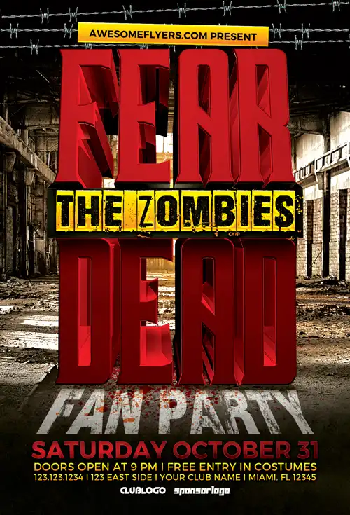 Free Zombie Horror Party Flyer Template