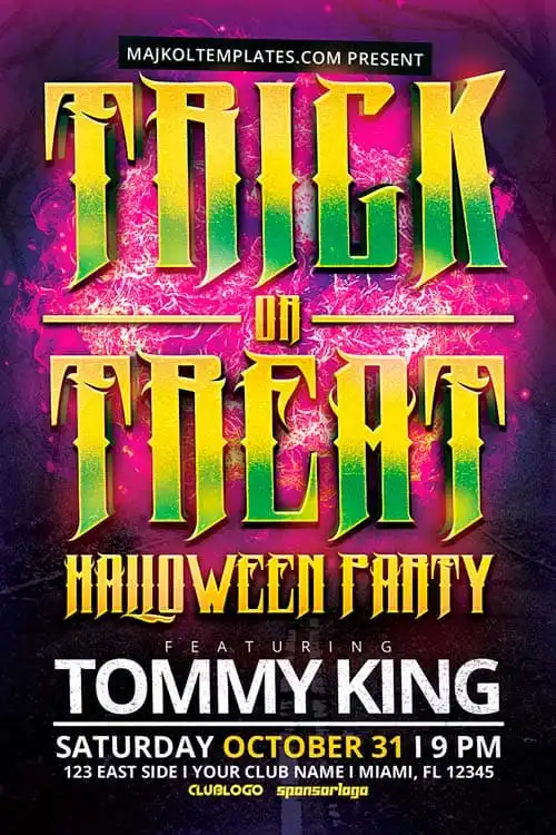 Trick or Treat Halloween Party Free Flyer Template
