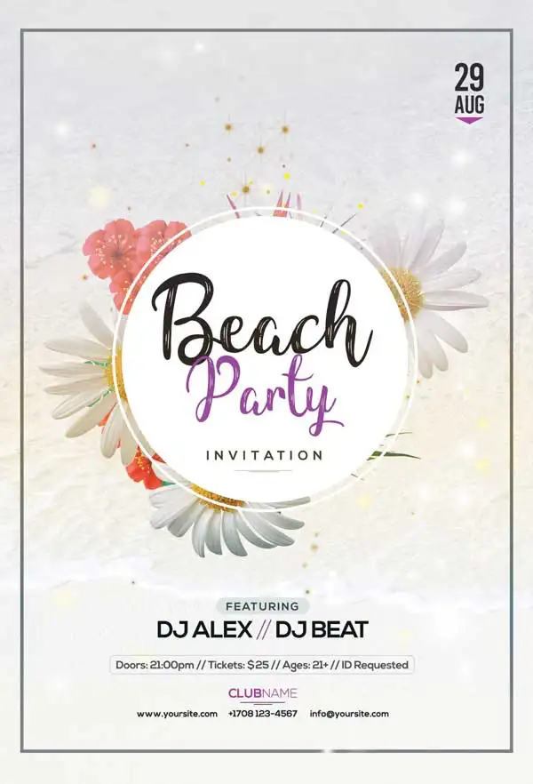 Free Beach Summer Party Flyer PSD Template