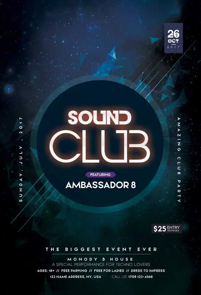 Free Club Sound Party Flyer Template