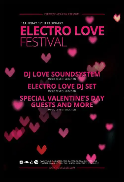 Free Electro Love Party Flyer Template
