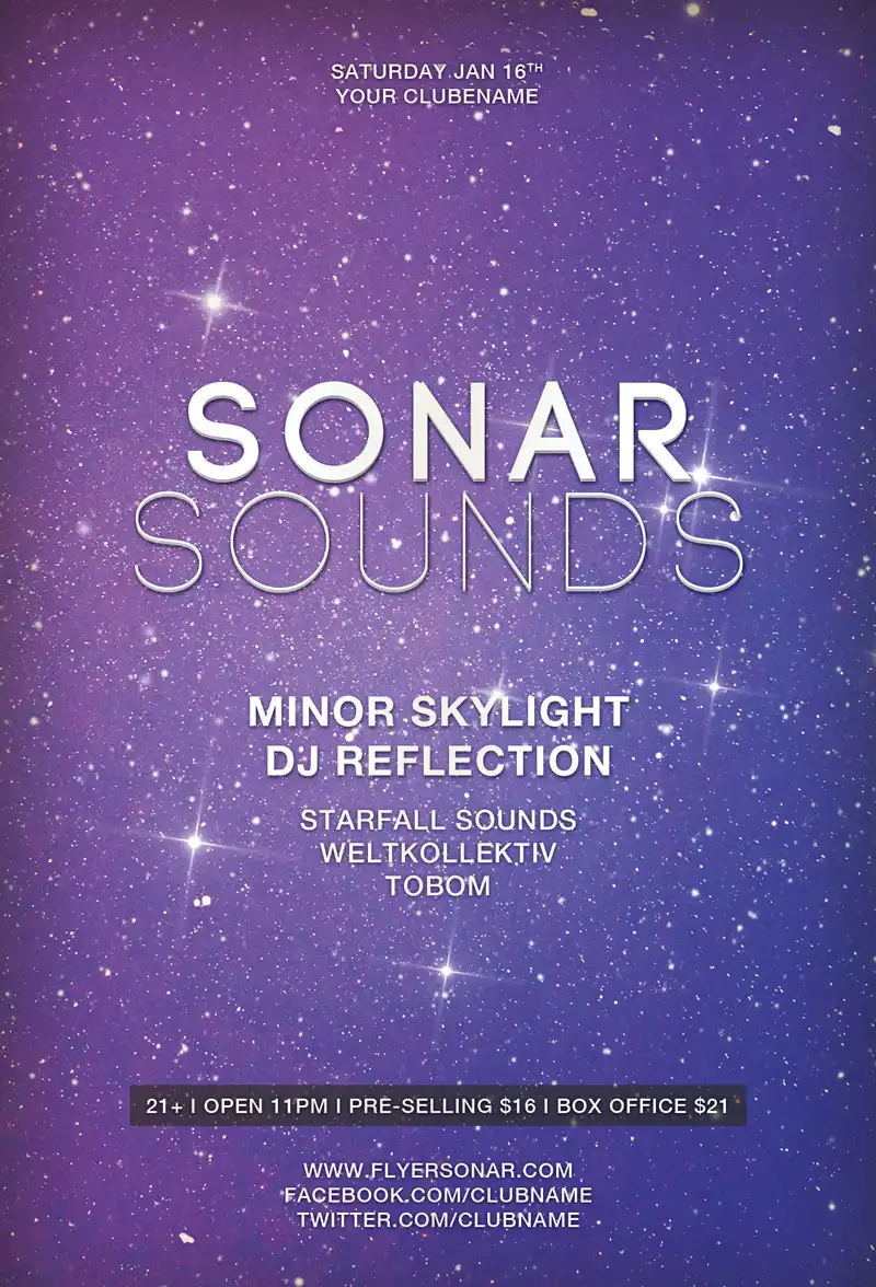 Free Sonar Sound Vol. 1 Club Flyer Template