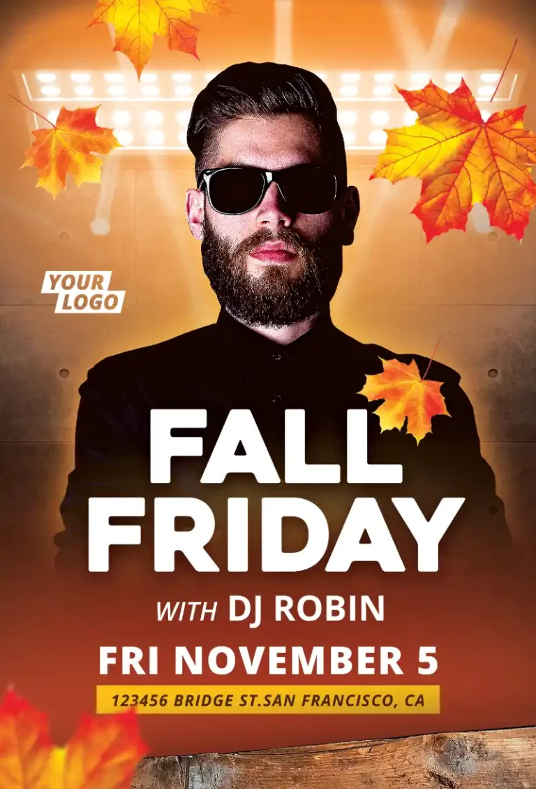 Free Fall Friday Party Flyer Template